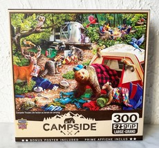 Campsite Trouble 300 Pc E-Z Grip Masterpieces Jigsaw Puzzle Complete w/Poster - £9.67 GBP