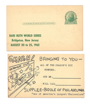 UX27 Postal Card Advert Supplee Biddle Phila PA Babe Ruth Bridgeton NJ Cachet - $9.95