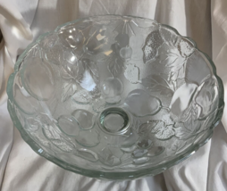 Vintage Libbey Orchard Fruit Pattern Compote Pedestal Footed Bowl Clear Glass - £26.50 GBP