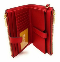 NWB Michael Kors Jet Set Travel Double-Zip Wristlet Red Leather $228 Dust Bag FS - £75.01 GBP