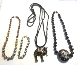 Vintage Cloisonné Enamel  Bead Necklaces knotted / camel - £146.99 GBP