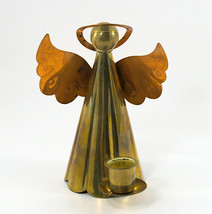 Christmas Candle Holder Angel Brass &amp; Copper Nice 6&quot; Tall Vintage - £8.78 GBP