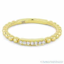 0.05ct Round Cut Diamond Ball-Band Stackable Anniversary Ring in 14k Yellow Gold - £291.82 GBP
