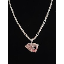 Sterling Silver 925 Ace Of Space Playing Cards Pendant And 20&quot; Chain Set - £74.50 GBP