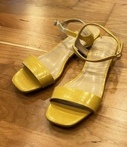 Lauren Conrad NIB Women 8 obsidian Yellow Crocodile Square Heel Open Toe... - $19.79