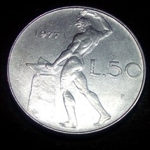 Moneta Coin ITALIA Repubblica Italiana 50 Lire Vulcano 1977 - £2.60 GBP