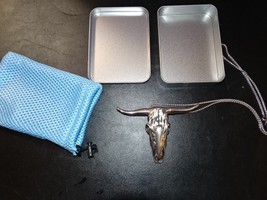 Vintage Style Longhorn Bull Skull Pendant Necklace Western Cowboy Biker ... - $18.20