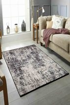 LaModaHome Area Rug Non-Slip - Grey Vintage Soft Machine Washable Bedroom Rugs I - £23.13 GBP+