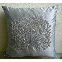 Silver Beaded Tree 16&quot;x16&quot; Silk Throw Pillows Cover, the Silver Tree - £23.11 GBP+