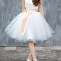 Peach Ballerina Tulle Skirt 6 Layered Midi Party Tulle Skirt image 4