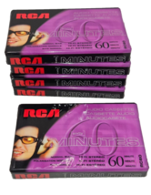 RCA Cassette Tapes 60 Minute Blank Recording Normal Type 1 Bias C60 5 NEW Sealed - £7.53 GBP