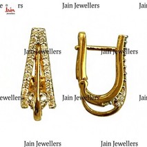 22K Yellow Solid Gold Wedding Wear Huggie Hoop Earrings Fine Jewelry 5 - 7 Grams - £829.94 GBP