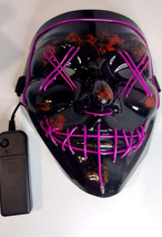 Halloween Glow Mask Light up Mask LED Scary Neon Cosplay Makeup EL Wire Lighting - £7.44 GBP