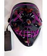 Halloween Glow Mask Light up Mask LED Scary Neon Cosplay Makeup EL Wire ... - £7.51 GBP