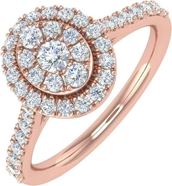 2 Ct Round Cut Cubic Zirconia Oval Shape Wedding Ring Silver Rose Gold Plated - £89.90 GBP