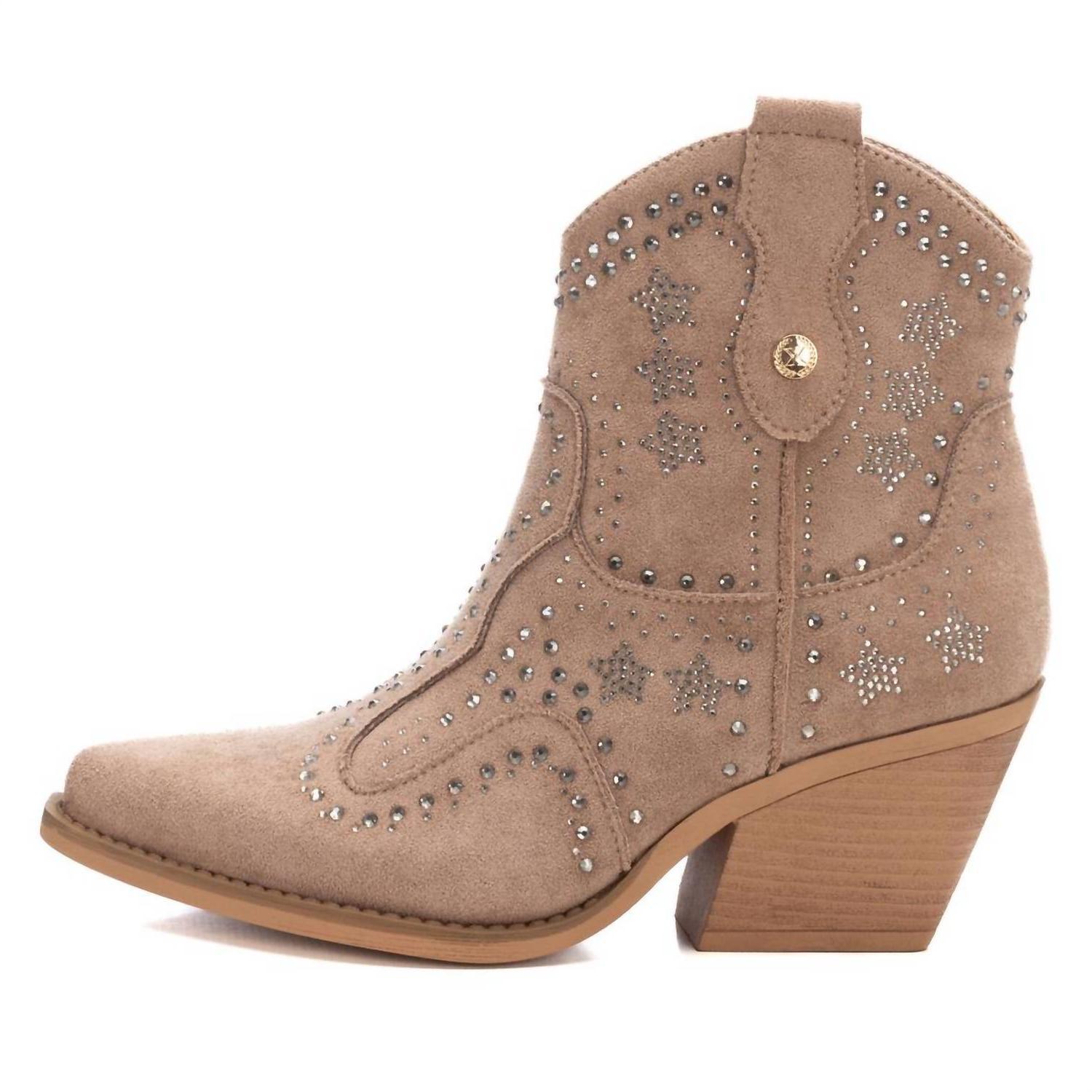 Xti Women&#39;s Booties With Rhinestones Beige - $93.00