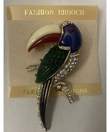 Hattie Carnegie Toucan Bird Lucite Thermoset Rhinestone Brooch 3” Unsigned - $62.47 CAD