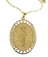 San Judas Tadeo - Saint Jude Thaddeus Medal 18K Gold Plated Medalla with... - $20.20 CAD