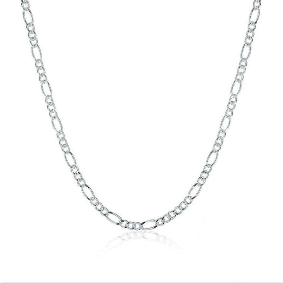 Italian 2mm Figaro Style Chain Necklace Sterling Silver - $7.54 - $10.39