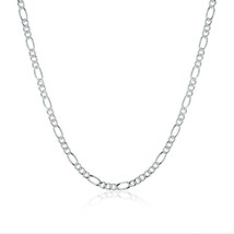 Italian 2mm Figaro Style Chain Necklace Sterling Silver - £5.93 GBP+