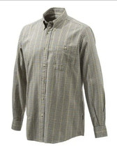 NWT Beretta Mens Classic Sport Button Up Shirt Beige Check Size 16 - £14.79 GBP