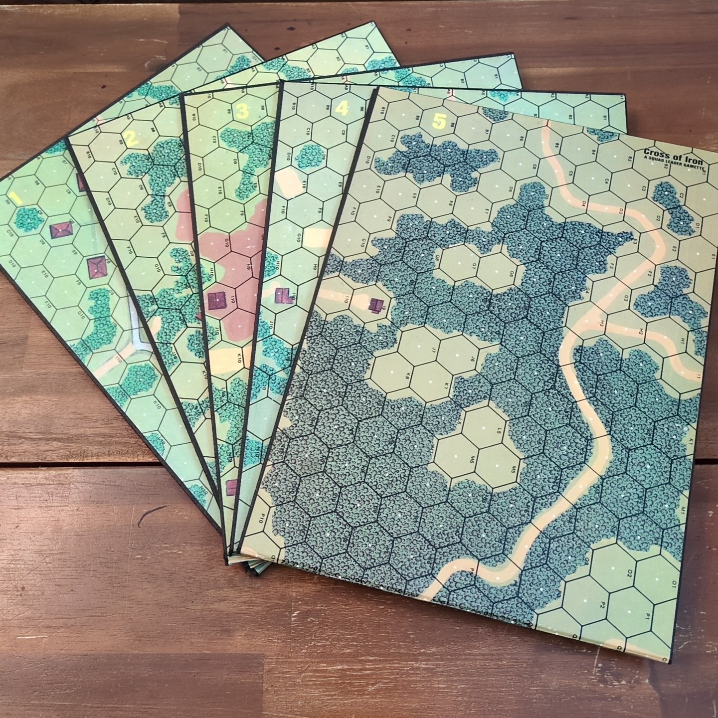 Lot Of (5) ASL Advanced Squad Leader Mounted Cardboard Maps 1-5 - $44.54