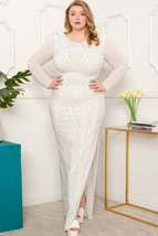 Plus Size White patterned Rhinestone Maxi Dress - $49.00