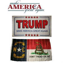 3&#39;x5&#39; Donald Trump White #2 &amp; North Carolina Gadsden Wholesale Flag Set - £13.19 GBP