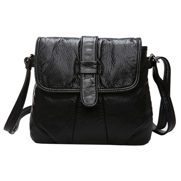 Annmouler Fashion Women Crossbody Bag Black Soft Washed Leather Shoulder Bag Sma - £24.37 GBP