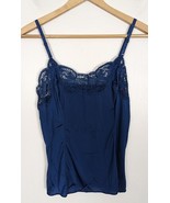 (#33) Vintage Wonder Maid Size 34 Navy Blue Camisole Lace Silky Nylon - £7.71 GBP