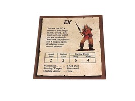 HeroQuest Milton Bradley Board Game 1990 Original Heroes Elf Card - £9.25 GBP
