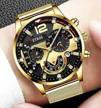 DEYROS Men&#39;s Calendar Watch Fashion Business Mesh Strap Quartz Watch Men&#39;s Watch - $4.99