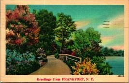 Generic Scenic Greetings from Frankfort New York NY Linen Postcard B4 - £2.28 GBP
