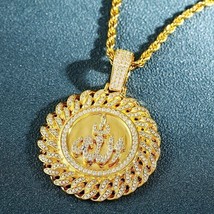 2.50Ct Round Cut Lab-Created Diamond Islam Allah Pendant 14K Yellow Gold Plated - £233.10 GBP