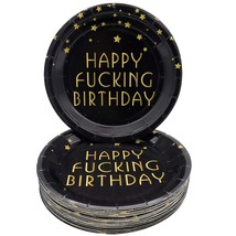 Black And Gold Happy Fing Birthday Party Supplies,50Pcs Disposable Paper Plates  - £24.05 GBP