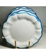 4 Dinner Plate NAUTICA MELAMINE White Blue Aqua Dots Scalloped Edge 11&quot; New - $637.00 MXN