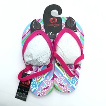 Crabby Claws Girls Flip Flop Sandals Slingback Stars Striped Pink Purple... - £7.77 GBP