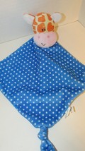 Russ Blue white polka dots Giraffe Baby Security Blanket knotted corners - £15.77 GBP