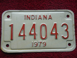 INDIANA MOTORCYCLE LICENSE PLATE 1979 79 # 144043 - $6.92