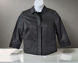 Talbots Black Sateen Cotton Blend Crop Blazer Jacket Women's Size 12P - $24.70