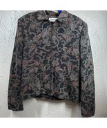 Giancarto Ferrari Black Paisley Metallic Vintage Zippered Collared Jacke... - $76.97 CAD