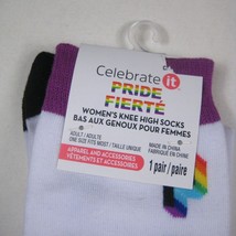 Women Pride Knee High Socks Adult One Size 1 Pair Rainbow Heart Polyester - £11.73 GBP