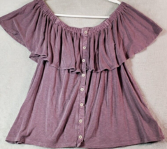 American Eagle Outfitters Blouse Top Womens Small Purple Viscose Button Front - £11.23 GBP