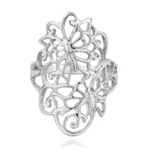 Exquisite Hidden Butterfly In Swirls Sterling Silver Ring-8 - £16.55 GBP