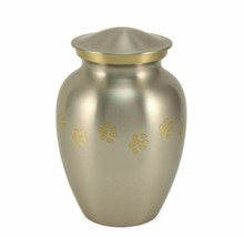 Small/Keepsake Pewter Brass Paw Print Cremation Urn, 85 cubic inches - £92.31 GBP