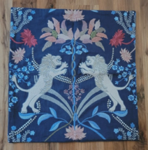 Williams Sonoma LIONHEART Embroidered Velvet Applique Pillow Cover 22x22... - £103.36 GBP