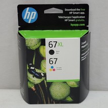 New Genuine HP 67XL Black &amp; Tri-Color Ink Cartridges Combo Exp 11/25 - £26.45 GBP