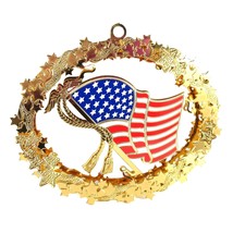Old Glory Danbury Mint American Spirit Collection 23k Gold Plated Ornament - £35.92 GBP