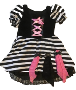 Halloween Costume Convict Pirate Short Lace Stripes Black Pink S/M Jr Teen - $12.86