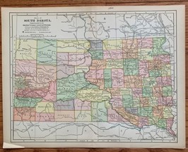 1910 Antique SOUTH DAKOTA Map Vintage State Map Gallery Wall Art - $8.00